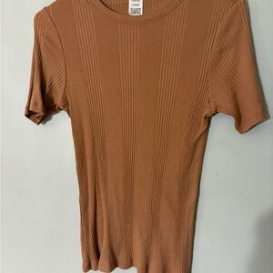 Pink Ribbed Tan Women's Top